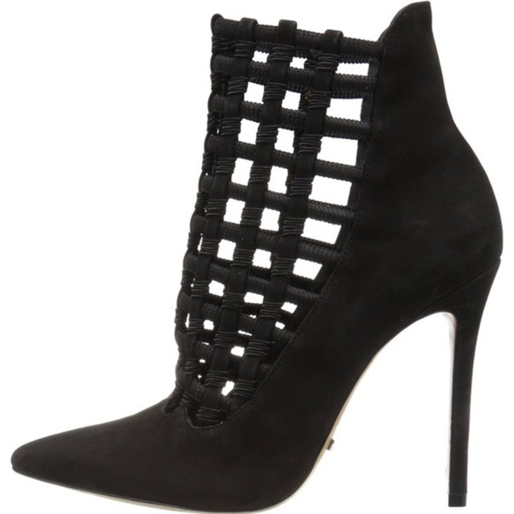 Schutz Black Zema Pointy Toe Caged Bootie/Boots
